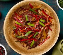 Удон с говядиной в соусе терияки