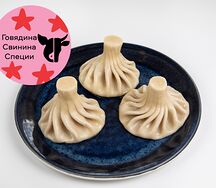 Хинкали с говядиной, свининой и кинзой