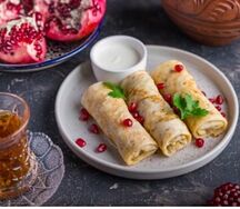 Блины с курицей и грибами 