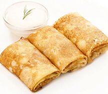 Блины с творогом и изюмом 