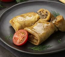 Блины с курицей и грибами 