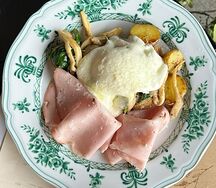 Запеченный картофель с вешенками и мортаделлой