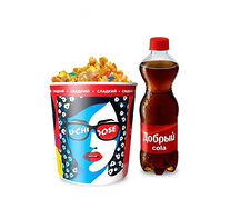 Попкорн стандартный сладкий с топпингом и Добрый Cola