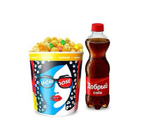 Попкорн стандартный сырный с топпингом и Добрый Cola