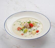 Сливочный суп с треской и горбушей