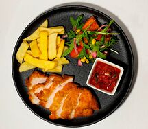 Обед гриль с куриным шницелем