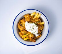 Картофель фри с креветками