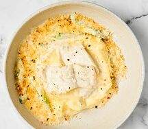 Треска с картофельным пюре и спаржей