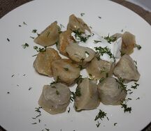 Пельмени глазированные домашние со сметаной