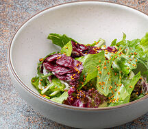 Зеленый салат с цукини, авокадо и огурцом под лаймовой заправкой