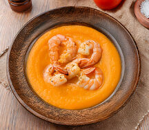 Крем-суп из тыквы с креветками 