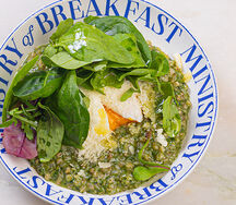 Зеленая гречка со сливочным песто и пармезаном