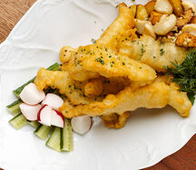 Запечённое филе балтийской корюшки с белыми грибами