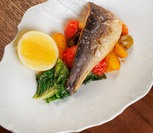 Сибас альфорно на гриле с картофелем