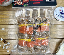 Шашлык из тигровой креветки и семги