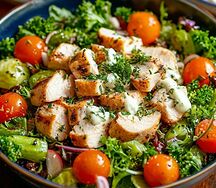 Салат с куриным филе под соусом тартар