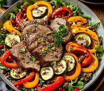 Теплый салат с телятиной 