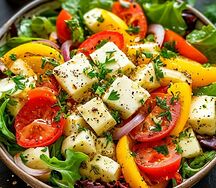 Овощной салат с рассольным сыром