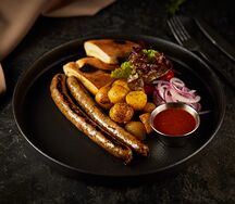 Колбаска из свинины и говядины с картофелем