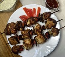 Шашлык из курицы с овощами