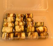 Рулетики из баклажана с грецким орехом и сыром