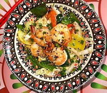 Салат тёплый с креветками