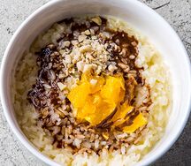 Каша рисовая с апельсином и шоколадной пастой