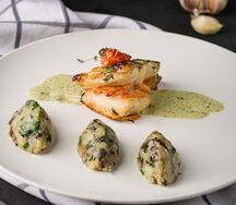 Судак с креветками 