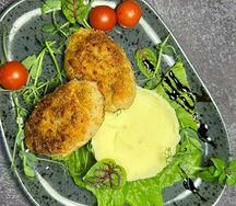 Котлета из форели с треской и картофельным пюре 