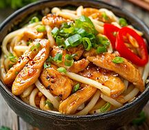 Удон из курицы с овощами