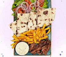 Открытый сувлак с говяжьей вырезкой