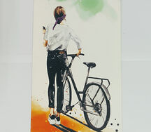 Открытка Девушка с велосипедом