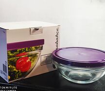 Салатник стеклянный с пластиковой крышкой 