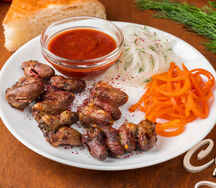 Шашлык из куриных сердечек