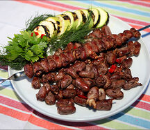 Шашлык из куриных сердечек