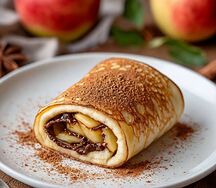 Блинчик с яблоком, шоколадом и корицей