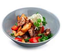 Шашлык по-деревенски с овощами