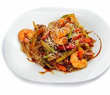 Лапша Фунчоза с королевскими креветками