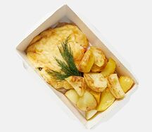Свинина по-милански с запеченным картофелем 