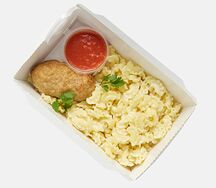 Котлета мясная с макаронами 
