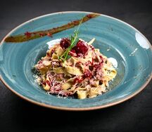 Паста с телятиной и грибами шиитаке