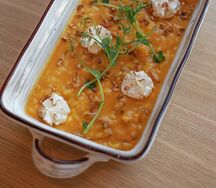 Ризотто с тыквой, беконом, яблоком и пармезаном