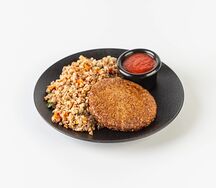 Гречка с котлетой и овощи