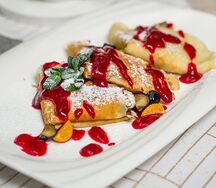 Заварные блинчики с творогом и грецким орехом
