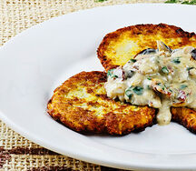 Драники с беконом и грибами
