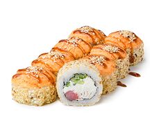 Запеченный тунец с крабом
