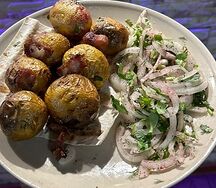 Шашлык из картофеля с салом