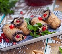 Рулетики из баклажанов с орехами