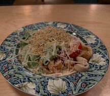 Паста с морепродуктами и соусом айоли