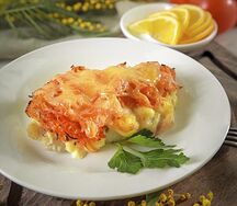 Минтай с запеченными овощами